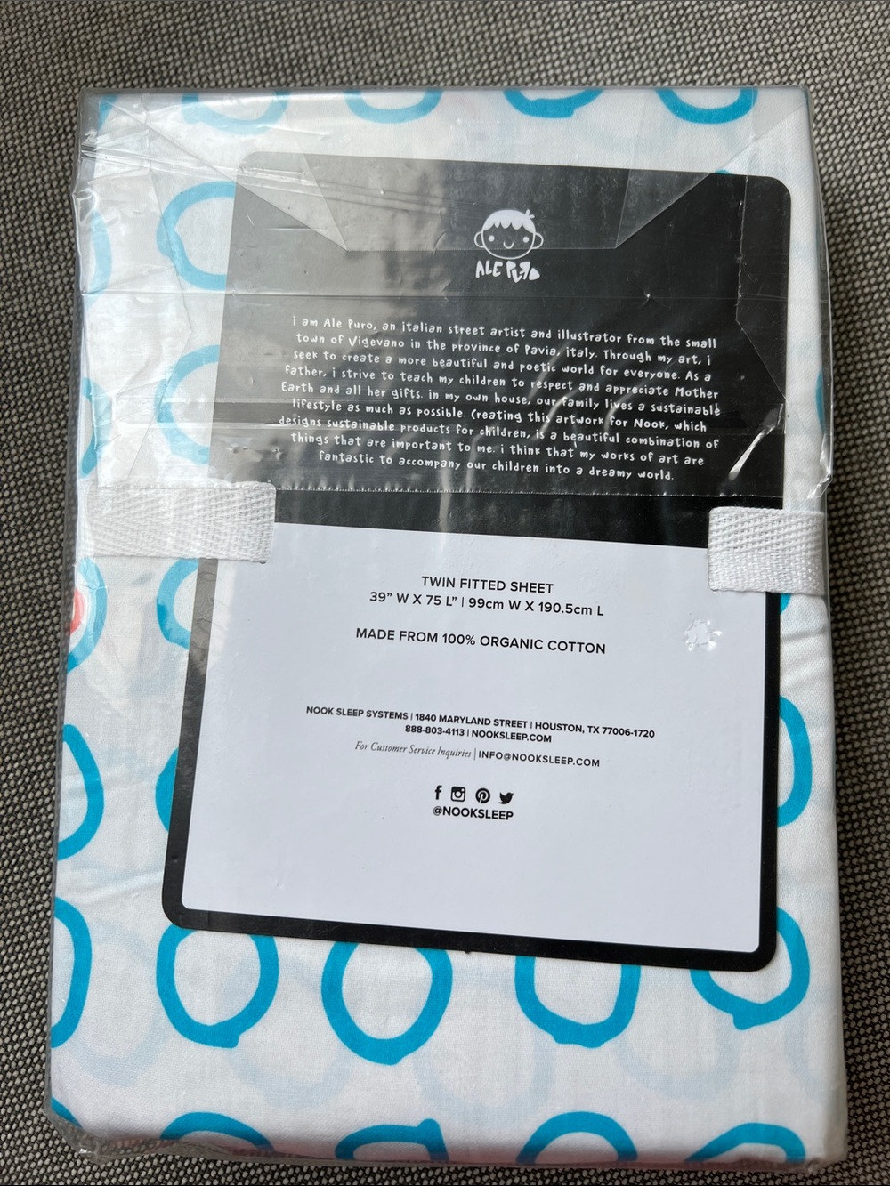 Ale Puro + Nook Organic Cotton Twin Fitted Sheet Circles Smiley Faces- NWT - Picture 3 of 3